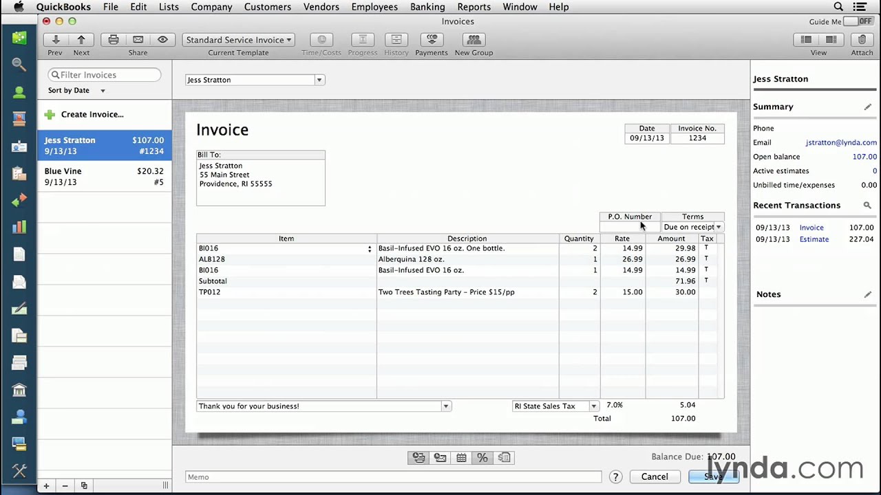 quickbooks invoice templates for mac